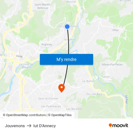 Jouvenons to Iut D'Annecy map