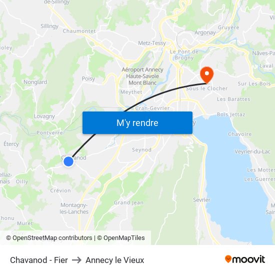 Chavanod - Fier to Annecy le Vieux map