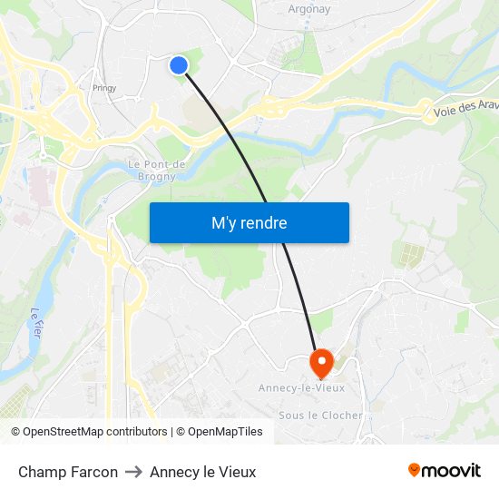Champ Farcon to Annecy le Vieux map