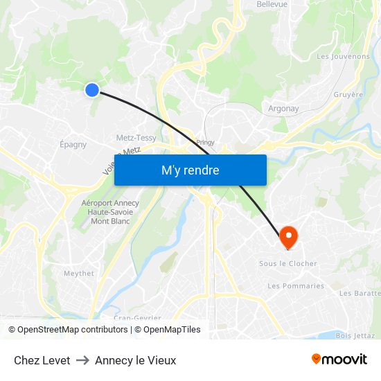 Chez Levet to Annecy le Vieux map