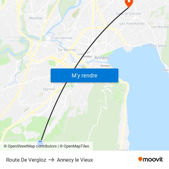 Route De Vergloz to Annecy le Vieux map