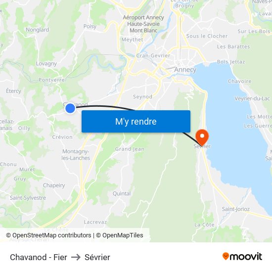 Chavanod - Fier to Sévrier map