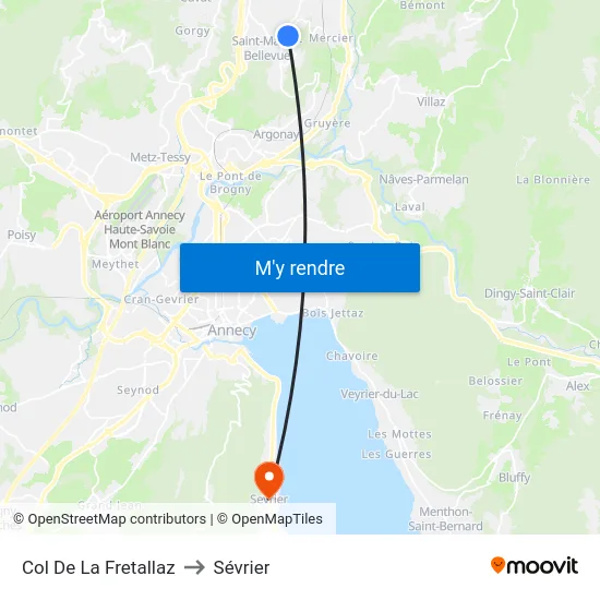 Col De La Fretallaz to Sévrier map