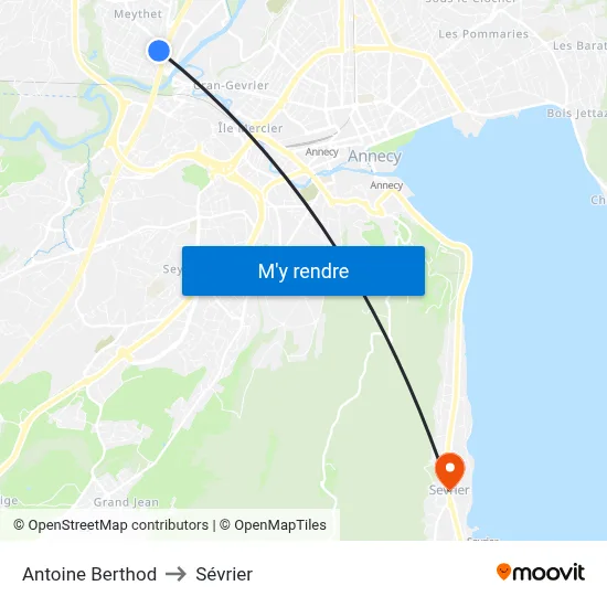 Antoine Berthod to Sévrier map