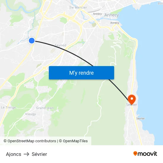 Ajoncs to Sévrier map