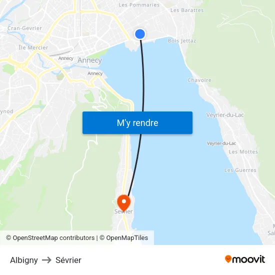 Albigny to Sévrier map