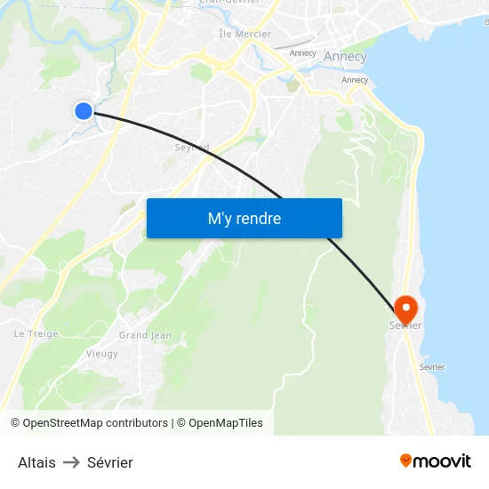 Altais to Sévrier map