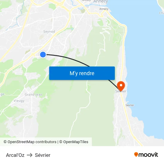 Arcal'Oz to Sévrier map