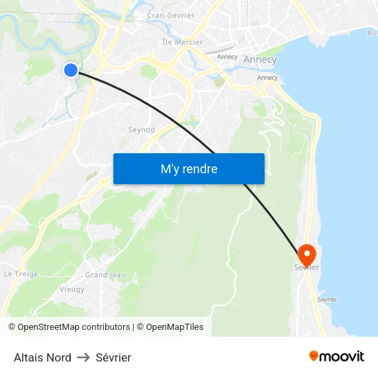 Altais Nord to Sévrier map