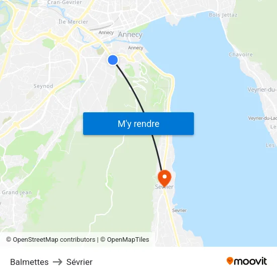 Balmettes to Sévrier map