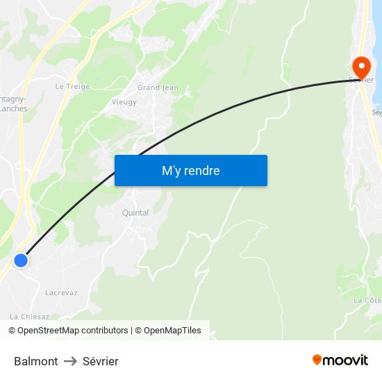 Balmont to Sévrier map