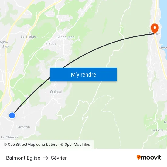 Balmont Eglise to Sévrier map
