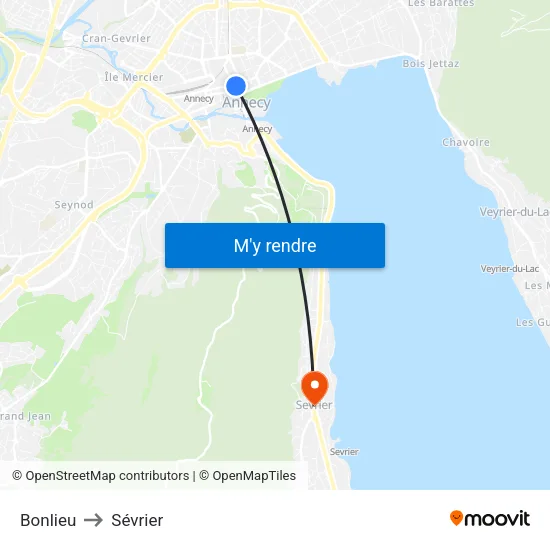 Bonlieu to Sévrier map