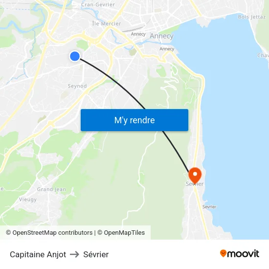 Capitaine Anjot to Sévrier map