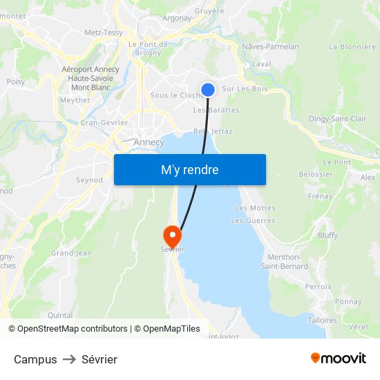 Campus to Sévrier map