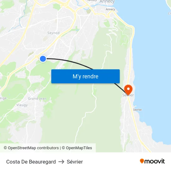 Costa De Beauregard to Sévrier map