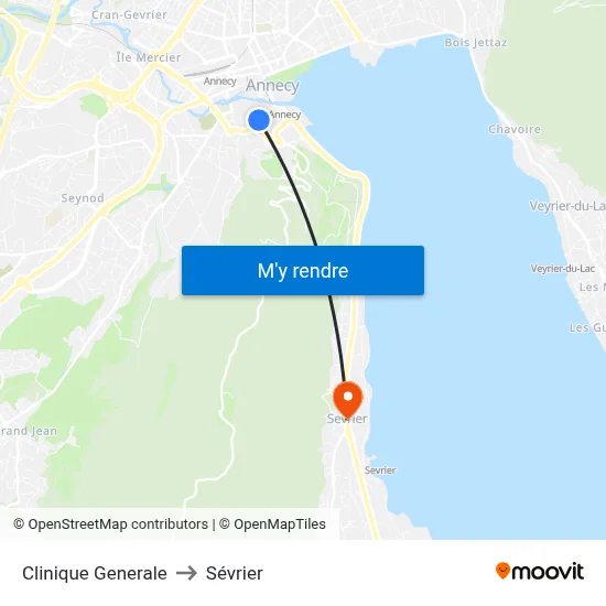 Clinique Generale to Sévrier map