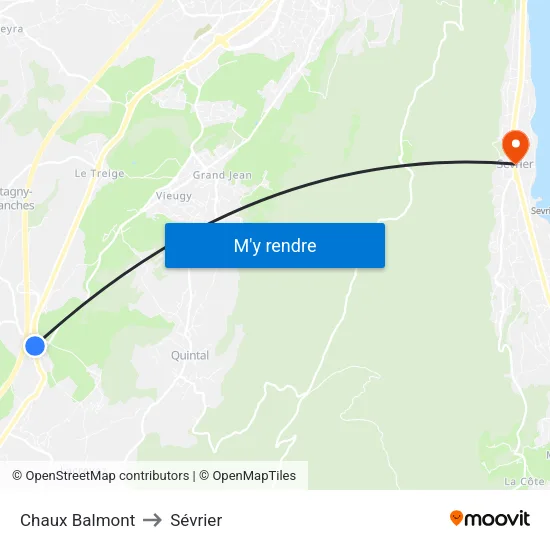 Chaux Balmont to Sévrier map