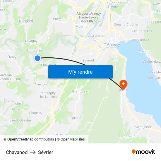 Chavanod to Sévrier map