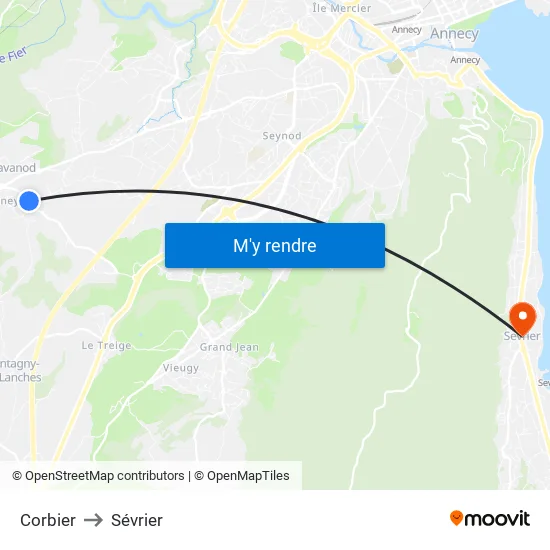 Corbier to Sévrier map