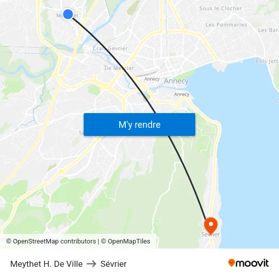 Meythet H. De Ville to Sévrier map