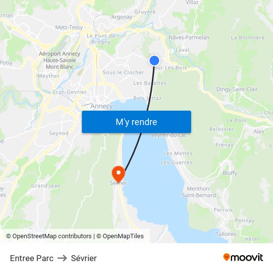 Entree Parc to Sévrier map