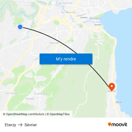 Eterzy to Sévrier map