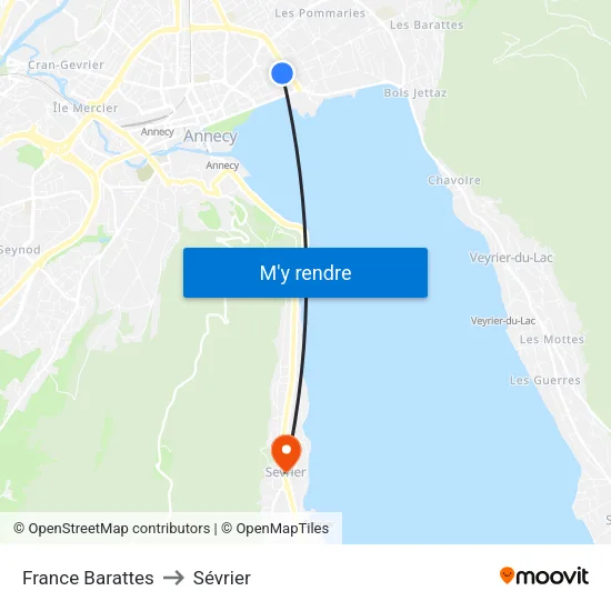 France Barattes to Sévrier map