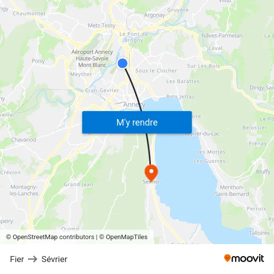 Fier to Sévrier map