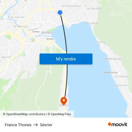 France Thones to Sévrier map