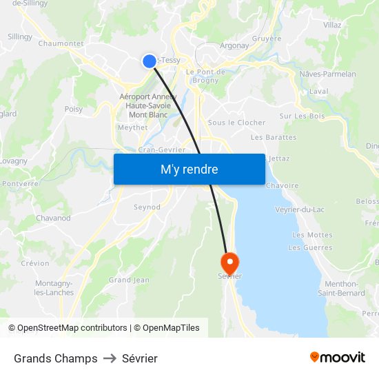 Grands Champs to Sévrier map