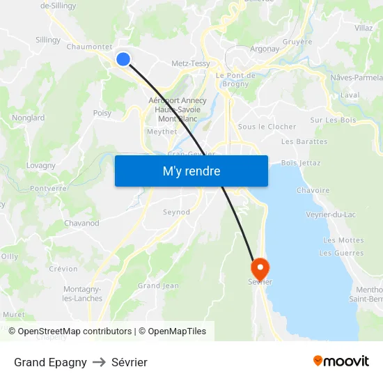 Grand Epagny to Sévrier map