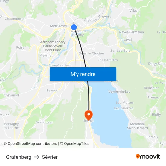Grafenberg to Sévrier map