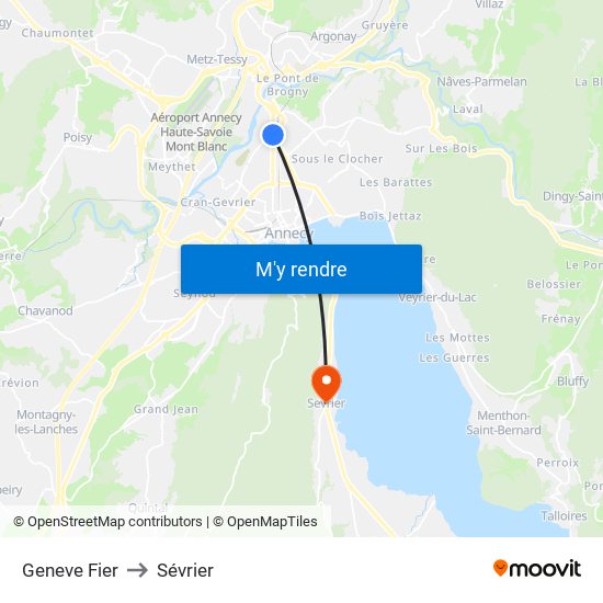 Geneve Fier to Sévrier map