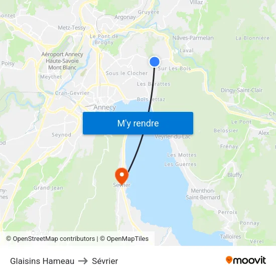 Glaisins Hameau to Sévrier map