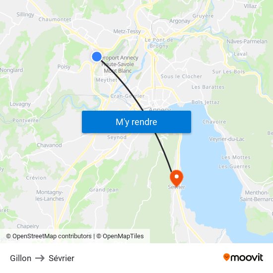Gillon to Sévrier map