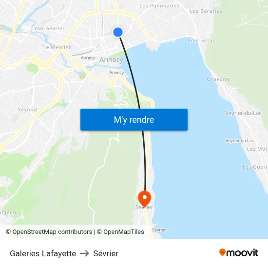 Galeries Lafayette to Sévrier map