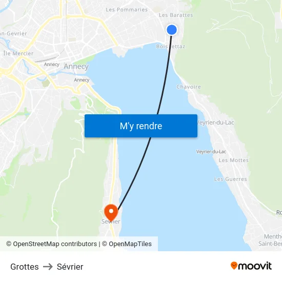 Grottes to Sévrier map