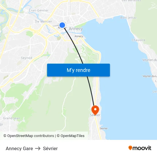 Annecy Gare to Sévrier map