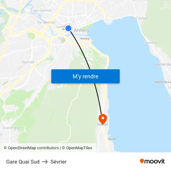 Gare Quai Sud to Sévrier map