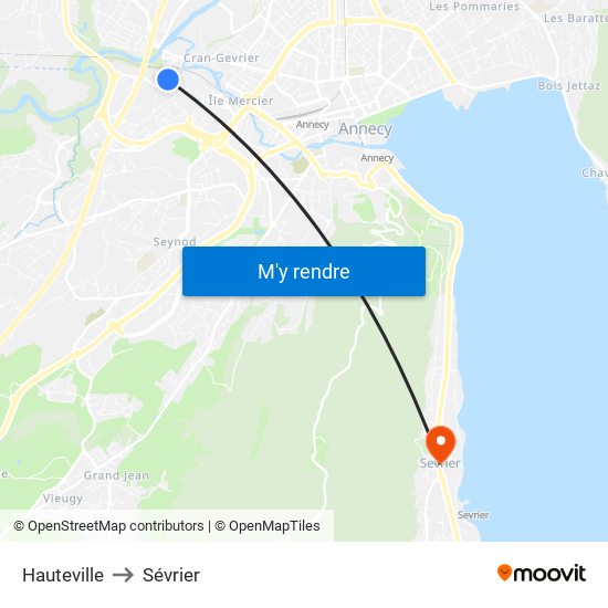 Hauteville to Sévrier map