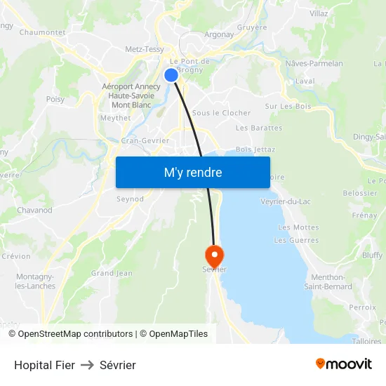 Hopital Fier to Sévrier map