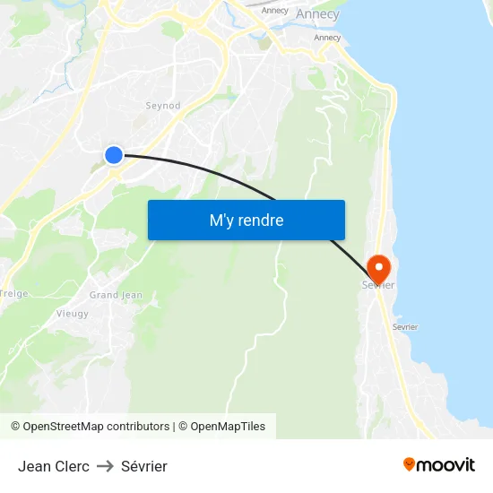 Jean Clerc to Sévrier map