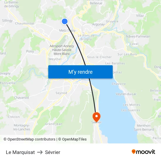 Le Marquisat to Sévrier map