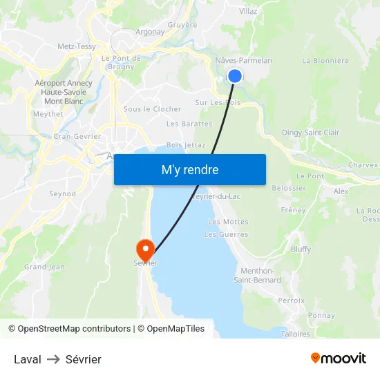 Laval to Sévrier map