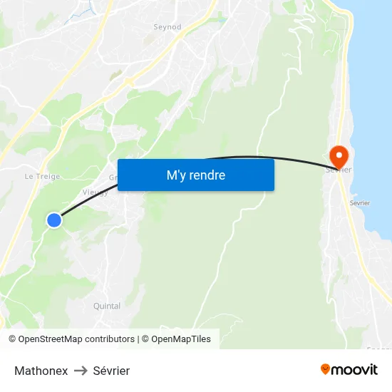Mathonex to Sévrier map