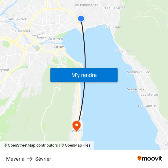 Maveria to Sévrier map