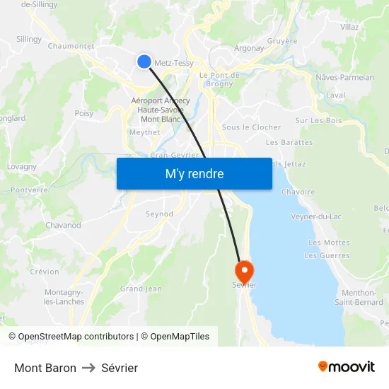 Mont Baron to Sévrier map