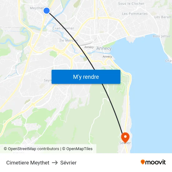 Cimetiere Meythet to Sévrier map
