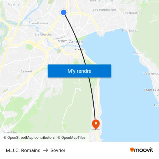 M.J.C. Romains to Sévrier map